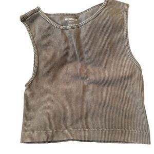 Juniors Girl Brown Ribbed Tank Top /Crop top